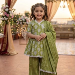 Meherin Luxe Kids Ethnic Set – Olive Grace Edition