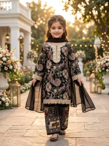 Zaira Black Flora Premium Cotton Festive Suit