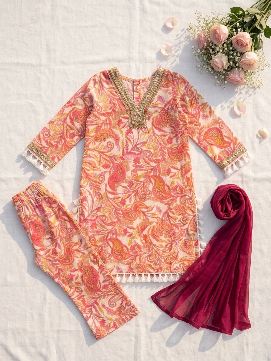 Premium Floral Printed Festive Set - Image 3