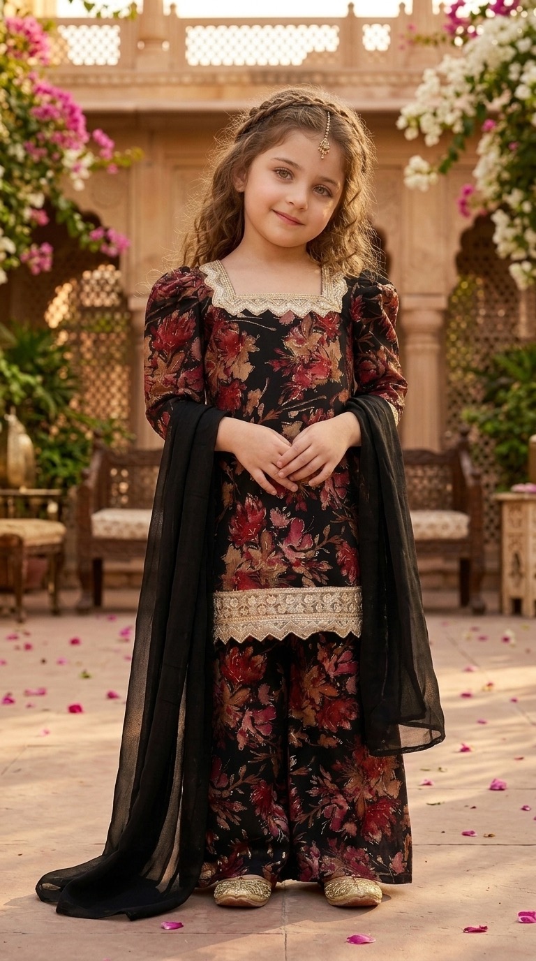 Gul-e-Noor 3 Piece Traditional Girls Dress - Image 3