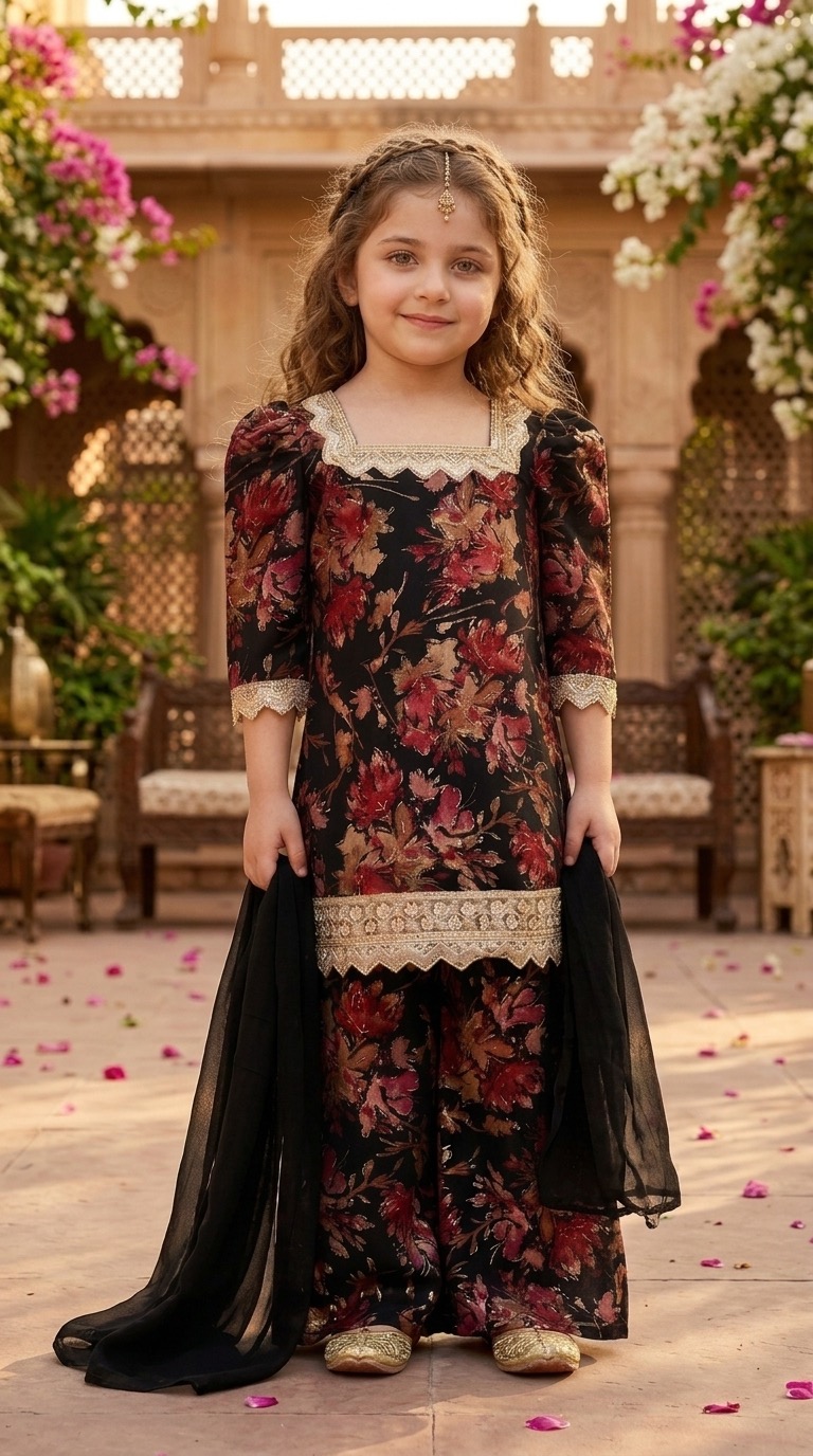 Gul-e-Noor 3 Piece Traditional Girls Dress - Image 2